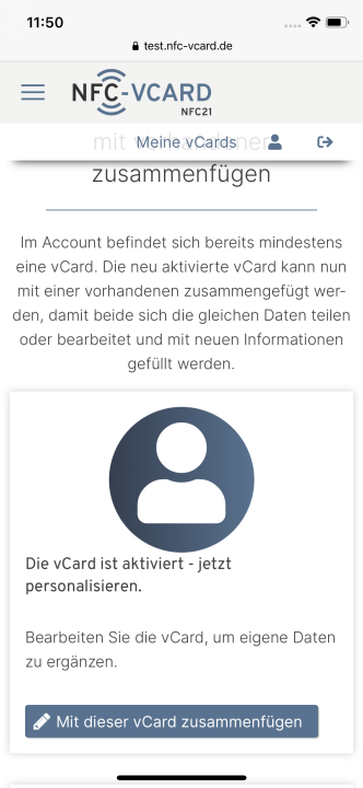 2. Weitere vCards dem Profil hinzufügen